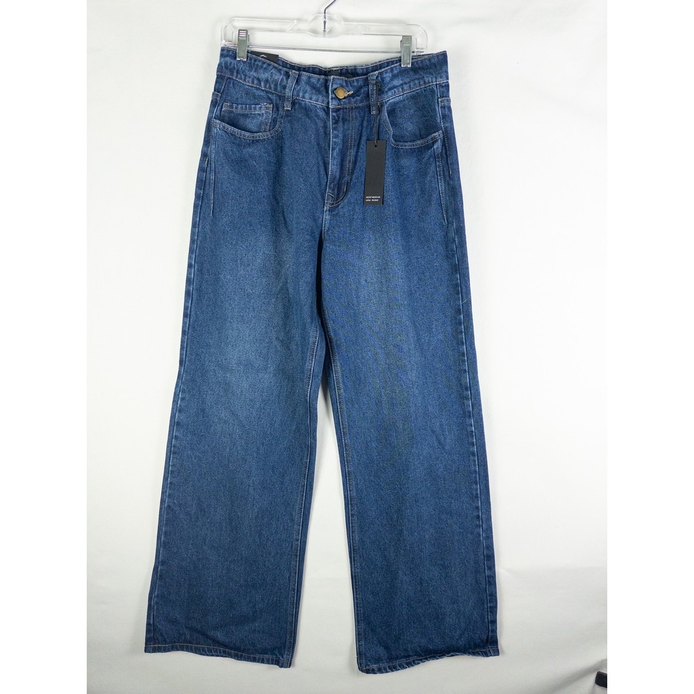 Nina Rossi High Rise Wide Leg Jeans Womens Size 13 Medium Blue Denim NWT Streetw